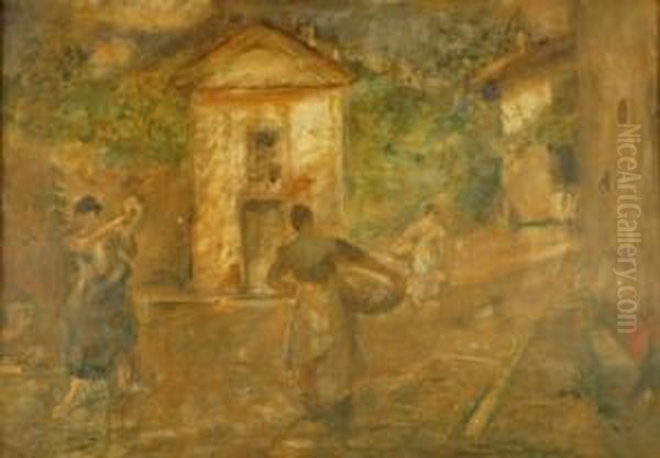 Le Lavandaie Oil Painting by Emilio Gola