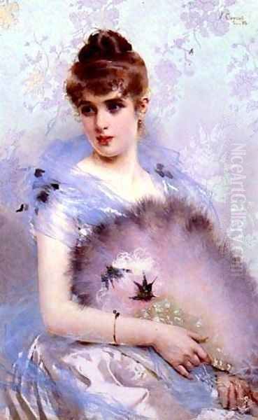 The Featherbed Fan Oil Painting by Vittorio Matteo Corcos