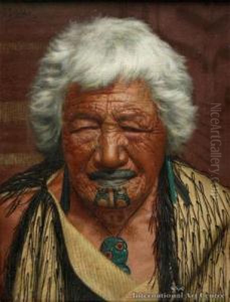 A Centenarian, Kapi Kapi, Anarawa Chieftainess, Aged 102 Years Oil Painting by Charles Frederick Goldie