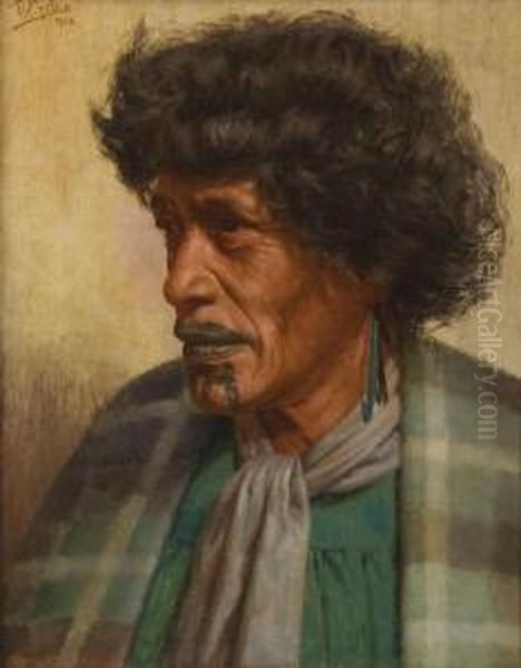 Mihipeka Wairama, Tuhourangi Tribe Oil Painting by Charles Frederick Goldie