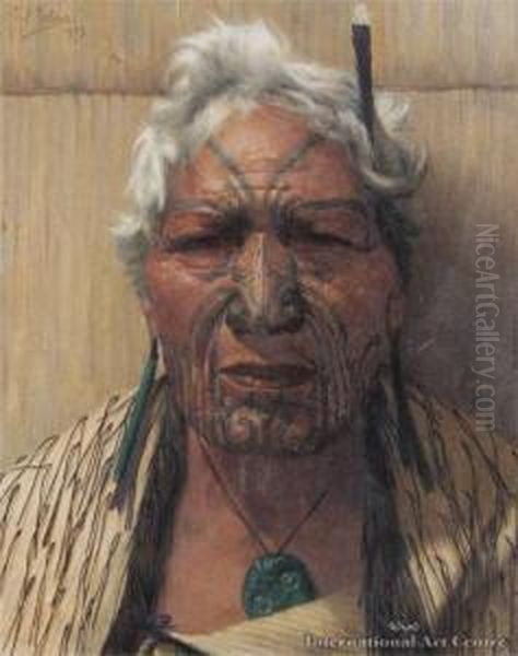 A Noble Relic Of A Noble Race - Atama Paparangi Oil Painting by Charles Frederick Goldie