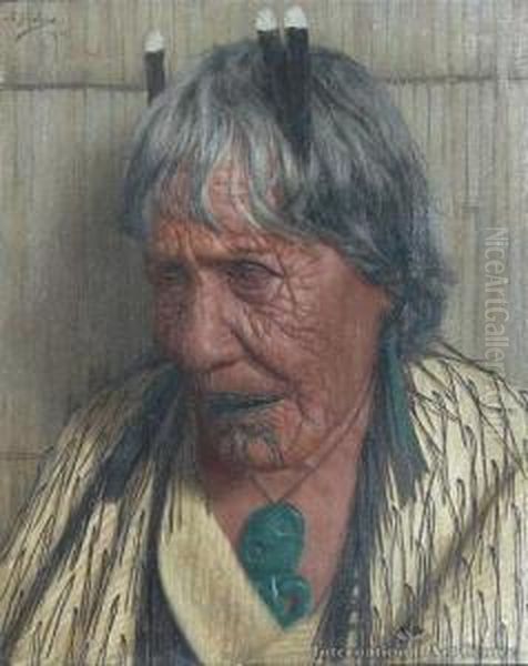 Te Aitu Te Irikau - An Arawa Chieftainess Oil Painting by Charles Frederick Goldie