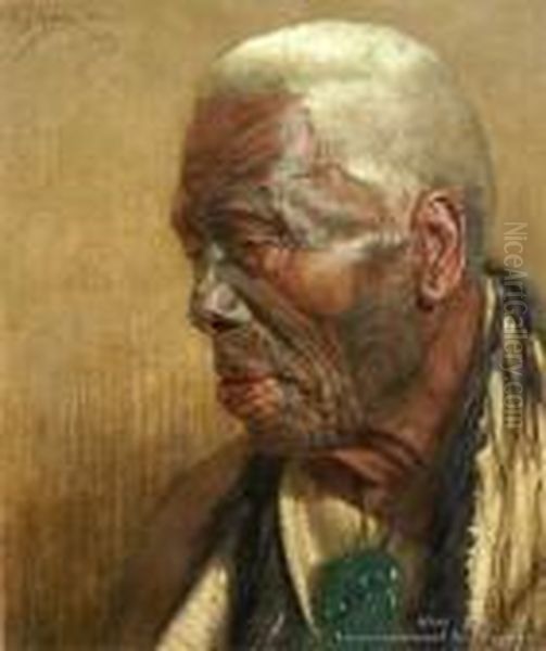 Tumai Tawhiti, A Chieftain Of The Ngatihiwingatitenaakau Oil Painting by Charles Frederick Goldie