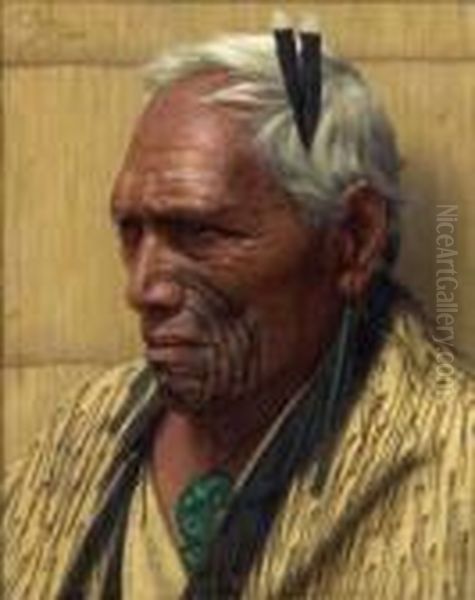 An Aristocrat No.3 Kamakate Matehaere(aged 90 Years) Oil Painting by Charles Frederick Goldie