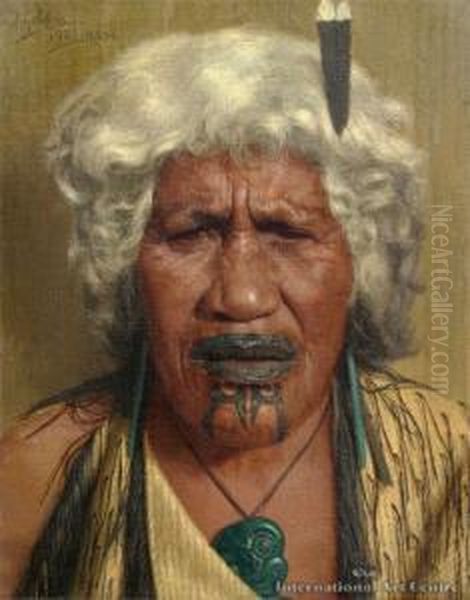 Harieta Huirua - A Chieftainess Of Thetuhourangi Tribe Oil Painting by Charles Frederick Goldie