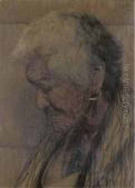 Weary With Years. Kapikapi (a Chieftainess Aged 102 Years) Oil Painting by Charles Frederick Goldie