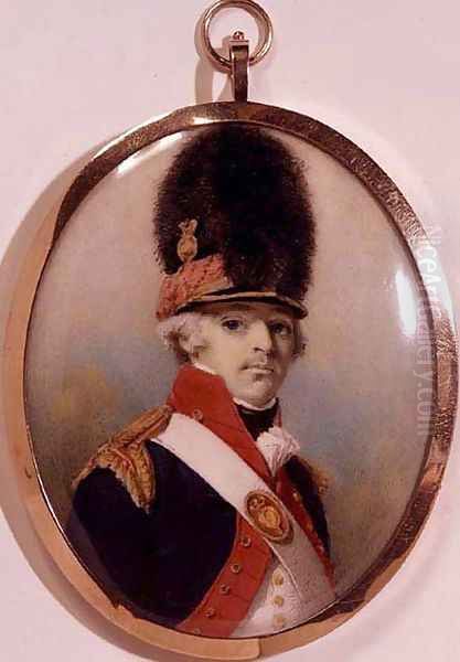 Miniature of 1st Lord Bloomfield in Military Uniform Oil Painting by George Chinnery