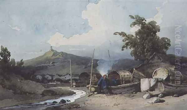 Boat Dwellings, Macao, China Oil Painting by George Chinnery