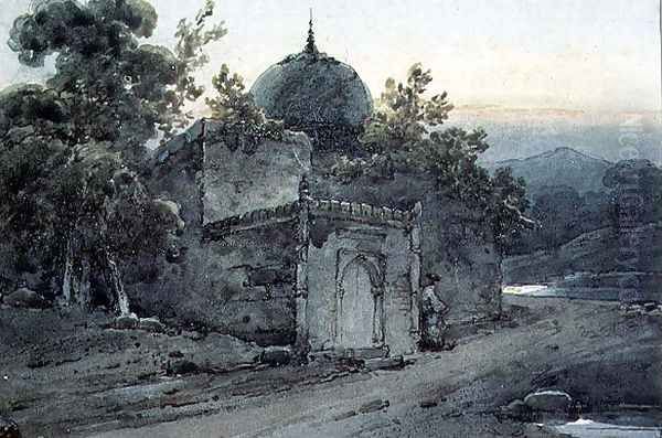 A Tomb or Part of a Temple Oil Painting by George Chinnery