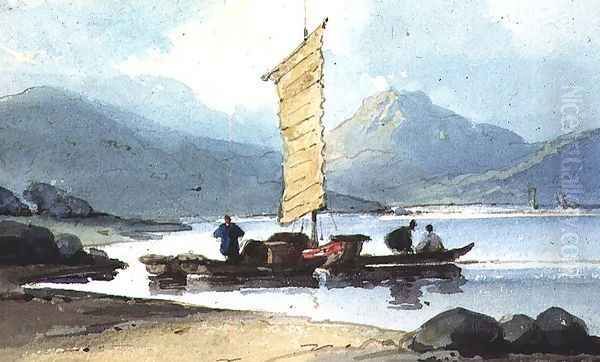 Boat with Yellow Sail, China Oil Painting by George Chinnery