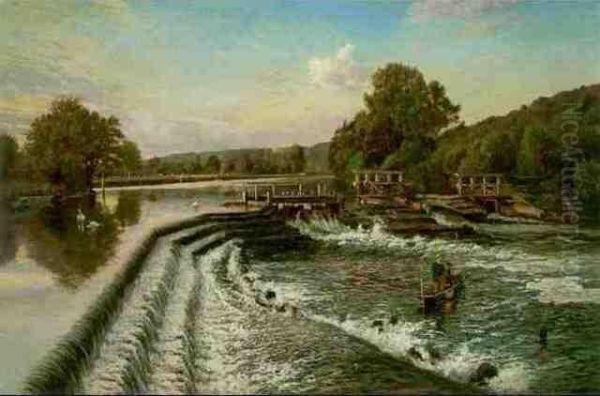 Boulter's Weir Oil Painting by Walter H. Goldsmith