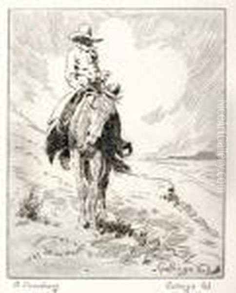 A Cowboy Oil Painting by Elling William Gollings