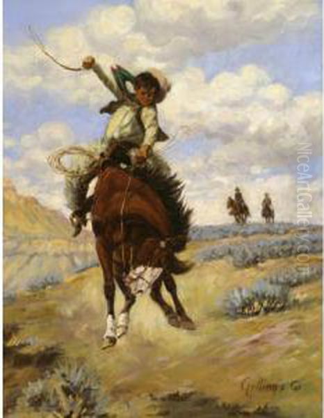 Bronc Buster Oil Painting by Elling William Gollings