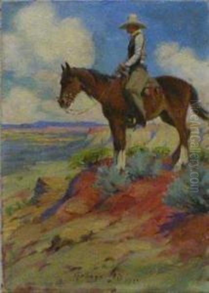 Tall In The Saddle Oil Painting by Elling William Gollings