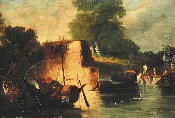 The Pool Oil Painting by George Chinnery