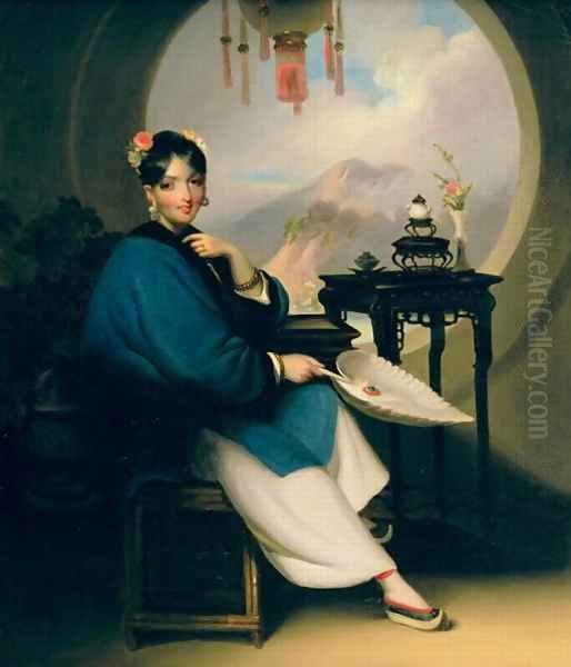 A Geisha Girl Oil Painting by George Chinnery