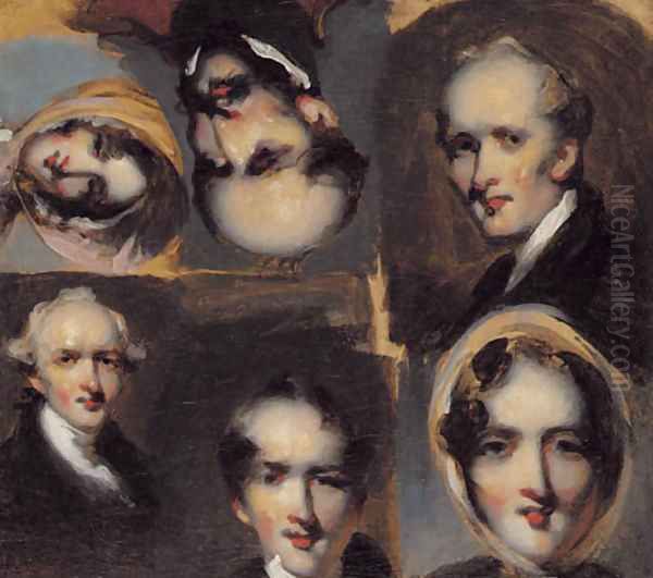 Portrait studies of six figures Oil Painting by George Chinnery