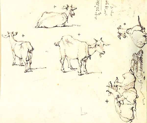 Studies of Goats Oil Painting by George Chinnery