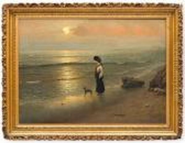 Dama En La Playa Oil Painting by Guillermo Gomez Gil