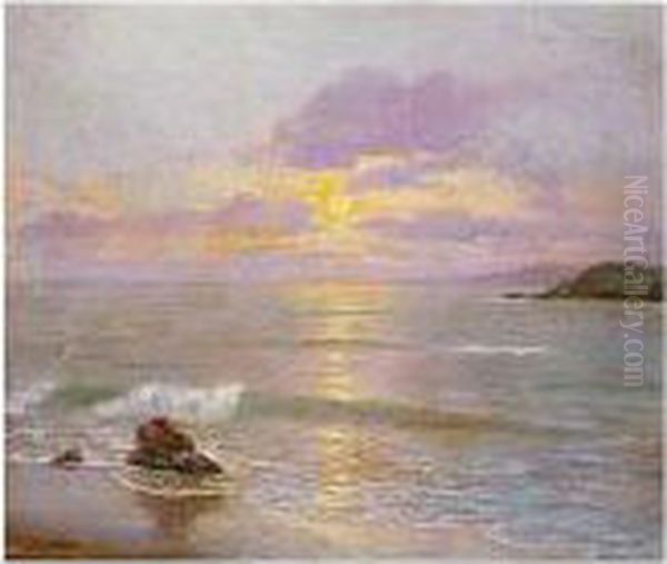 Atardecer En El Mar Oil Painting by Guillermo Gomez Gil