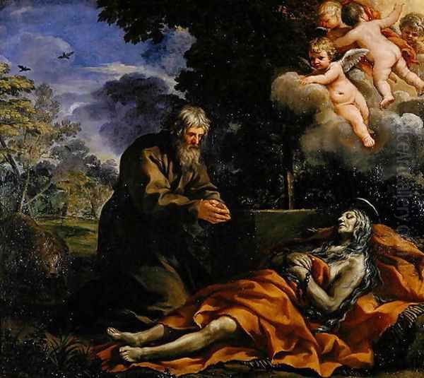 Death of Saint Mary of Egypt Oil Painting by Pietro Da Cortona (Barrettini)