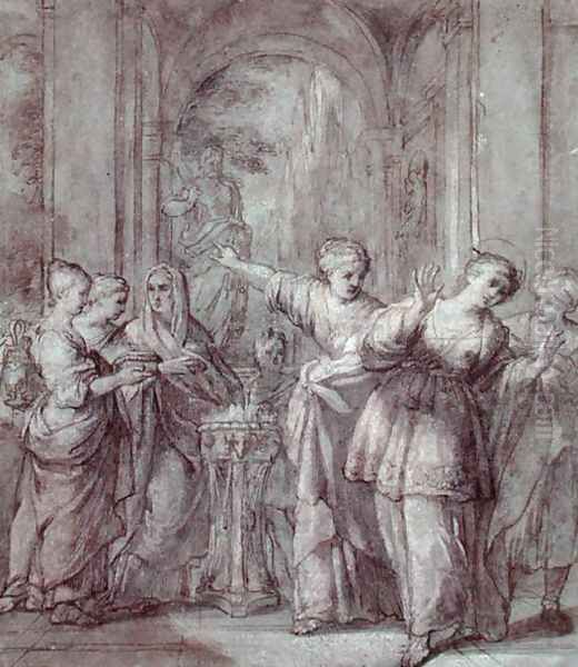 Santa Bibiana Refusing to Worship Pagan Gods, c.1624 Oil Painting by Pietro Da Cortona (Barrettini)