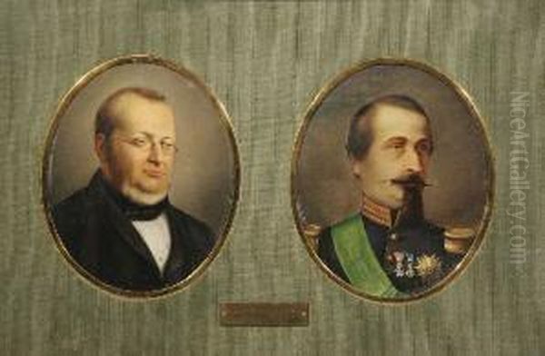 Ritratto Di Camillo Benso Conte Di Cavour E Napoleone Iii Oil Painting by Francesco Gonin