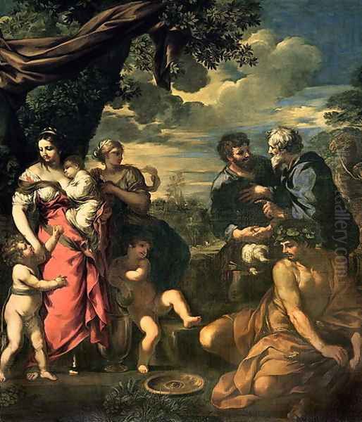 The Alliance of Jacob and Laban Oil Painting by Pietro Da Cortona (Barrettini)