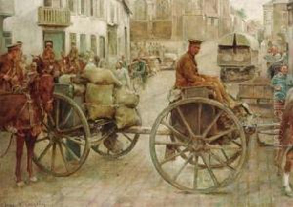 A Military Procession Oil Painting by Juan Antonio Gonzales