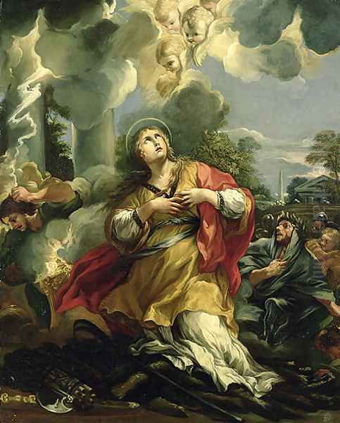 The Vision of St. Barbara Oil Painting by Pietro Da Cortona (Barrettini)