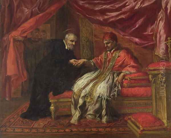 St. Filippo Neri Curing Pope Clemente VIII Oil Painting by Pietro Da Cortona (Barrettini)