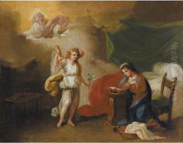 Annunciation Oil Painting by Zacarias Gonzalez Velazquez