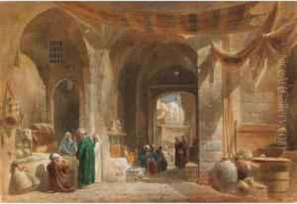 A Moorish Market Oil Painting by Edward Alfred Angelo Goodall