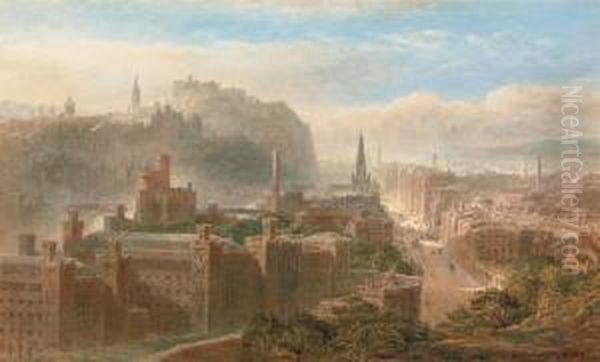 Edinburgh From Carlton Hill Oil Painting by Edward Alfred Angelo Goodall