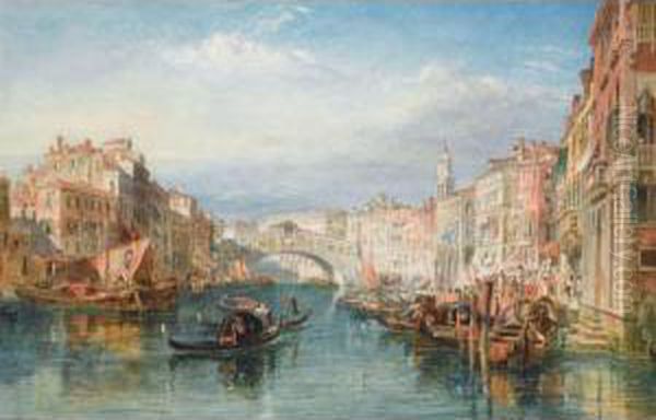 The Rialto Bridge, Venice Oil Painting by Edward Alfred Angelo Goodall