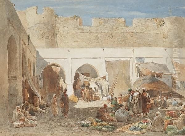 In The Souk, Tangier Oil Painting by Edward Alfred Angelo Goodall