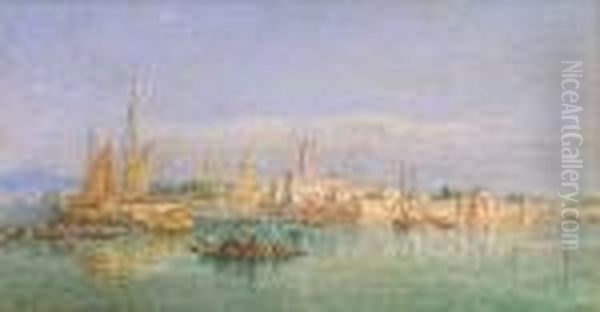 The Islands Of Murano, Burano And The Campo Santo, Venice Oil Painting by Edward Alfred Angelo Goodall