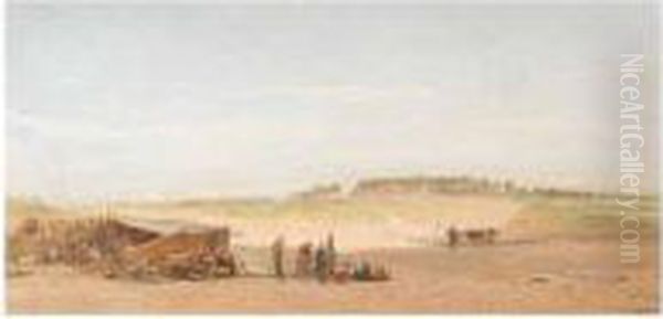 An Encampment In The Desert Near Cairo Oil Painting by Edward Alfred Angelo Goodall