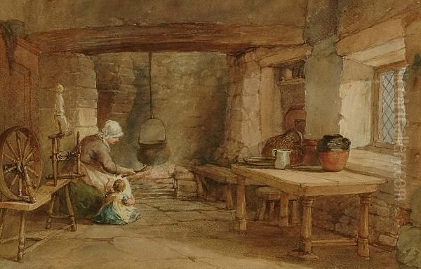 Cooking Oil Painting by Edward Alfred Angelo Goodall