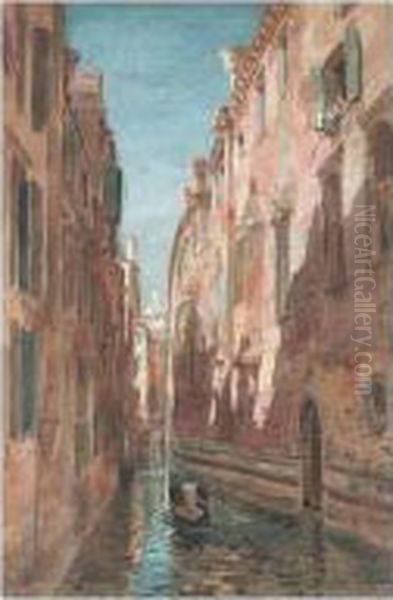 A Venetian Canal Oil Painting by Edward Alfred Angelo Goodall