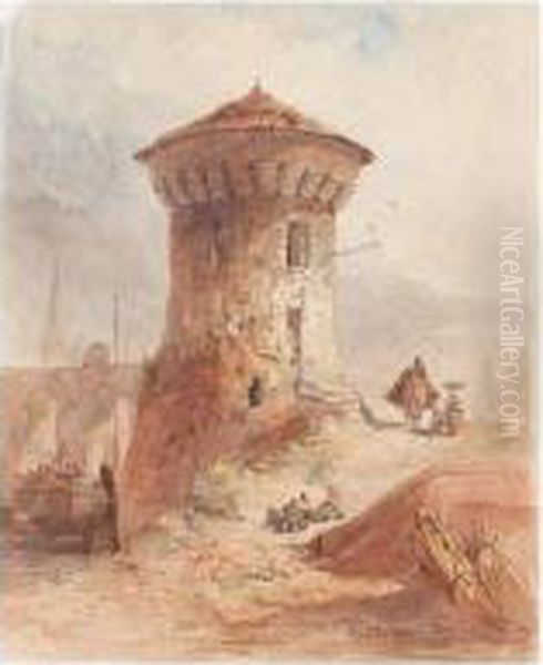 Tower By A Bridge Oil Painting by Edward Alfred Angelo Goodall