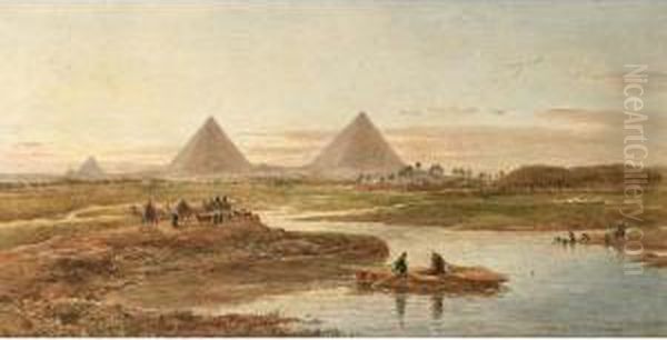 River Landscape; View Of The 
Pyramids From The Nile; St Paul's Cathedral; Wel Cathedral, Somerset; 
The Louvre Oil Painting by Edward Alfred Angelo Goodall