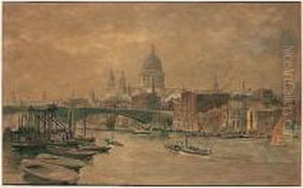 St Pauls's Cathedral Oil Painting by Edward Alfred Angelo Goodall