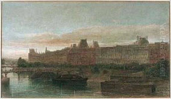 View Of The Louvre Across The Seine, Paris Oil Painting by Edward Alfred Angelo Goodall