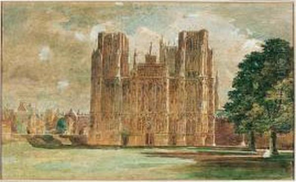 Wells Cathedral, Somerset Oil Painting by Edward Alfred Angelo Goodall