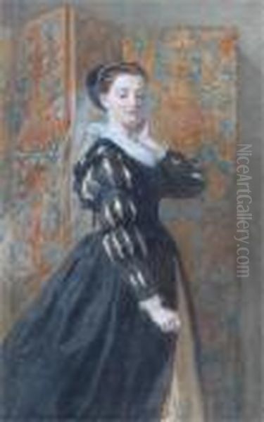 Portrait Of A Young Elizabethan Lady Oil Painting by Walter Goodall