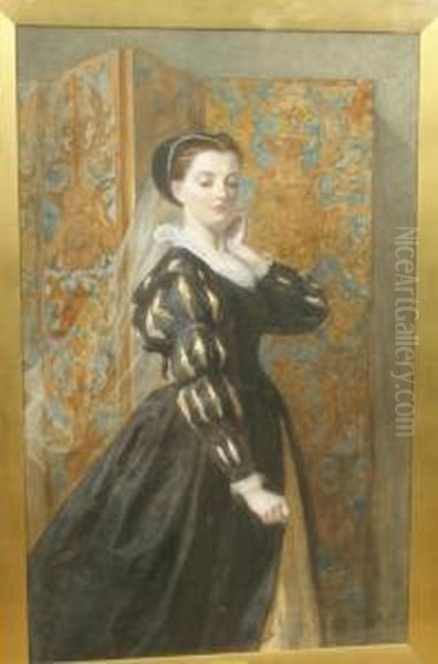 A Lady In Elizabethan Dress Oil Painting by Walter Goodall