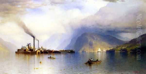 Storm King on the Hudson Oil Painting by Samuel Colman