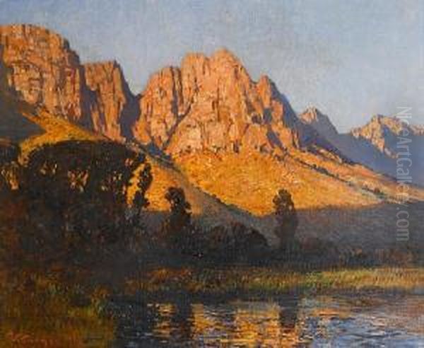 The Drakensberg Oil Painting by Robert Gwelo Goodman