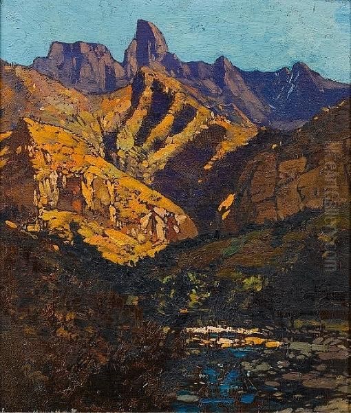 The Sentinal, Mont-aux Sources, Drakensberg Oil Painting by Robert Gwelo Goodman